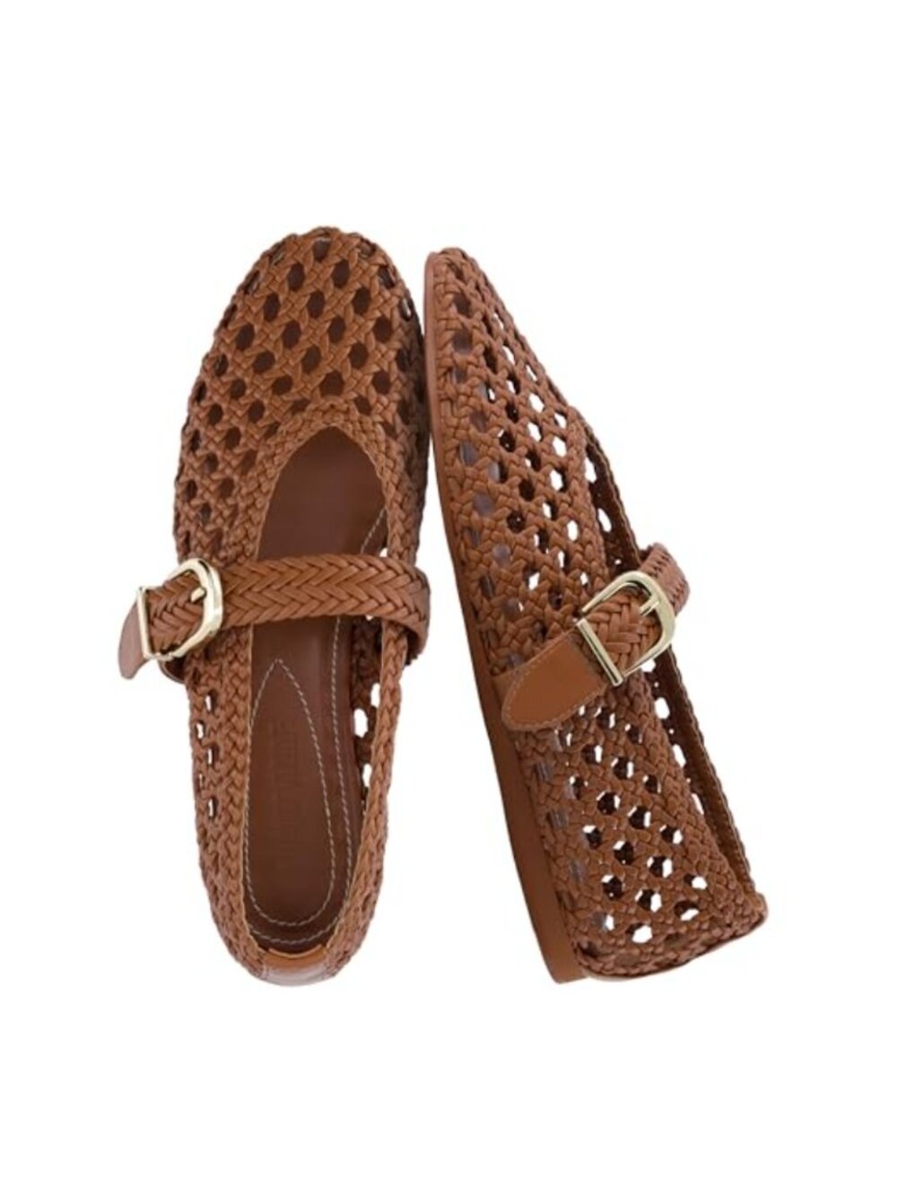 Woven Mary Jane Ballet Flat with Adjustable Buckle & Memory Foam